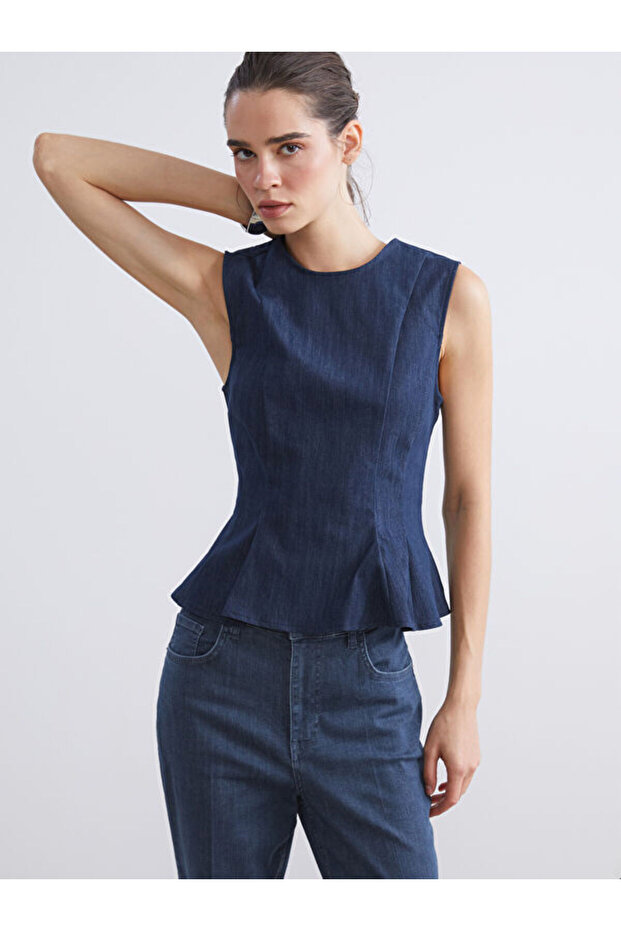 Unique Products from Freezen Store I Zero Roba Collar Peplum Jean Blouse