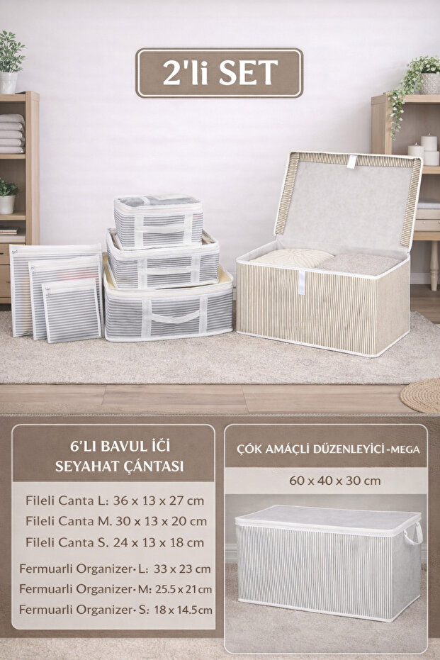 Multi-Purpose Under-Bed Organizer Mega Storage Box & Set of 6 Travel Storage Bags