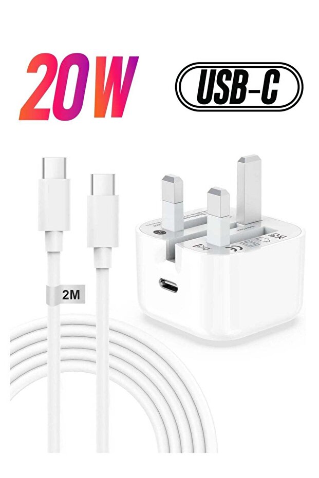iPhone 15,15 Pro,15 Pro Max iPhone Plug and 2M Cable, 20W C-C Fast Charger Plug