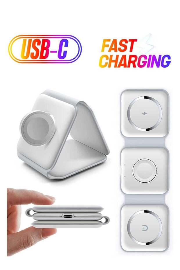 3 in 1 Wireless Charger,Magnetic Foldable Charging Station,Fast Wireless Charging Pad