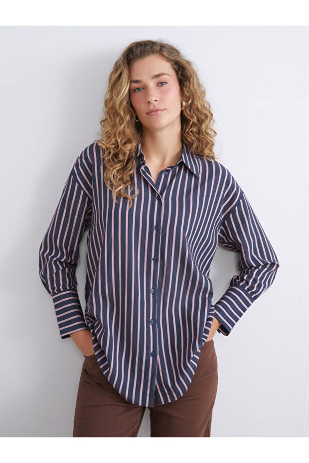 Esvab • Modern & Distinctive Striped Loose Fit Women's Shirt Tunic