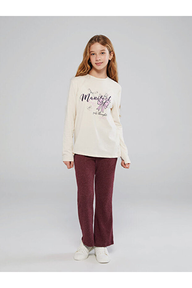 I Corded Fabric Flared Girls' Leggings from Freezen Store