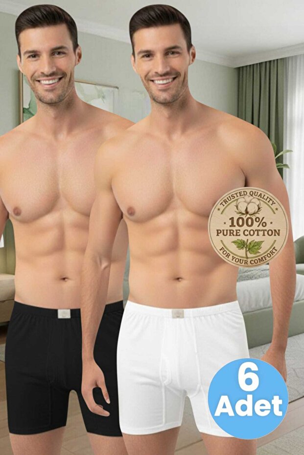 Men's 100% Cotton 6-Piece Single Jersey Fabric Combed Cotton Boxer Shorts
