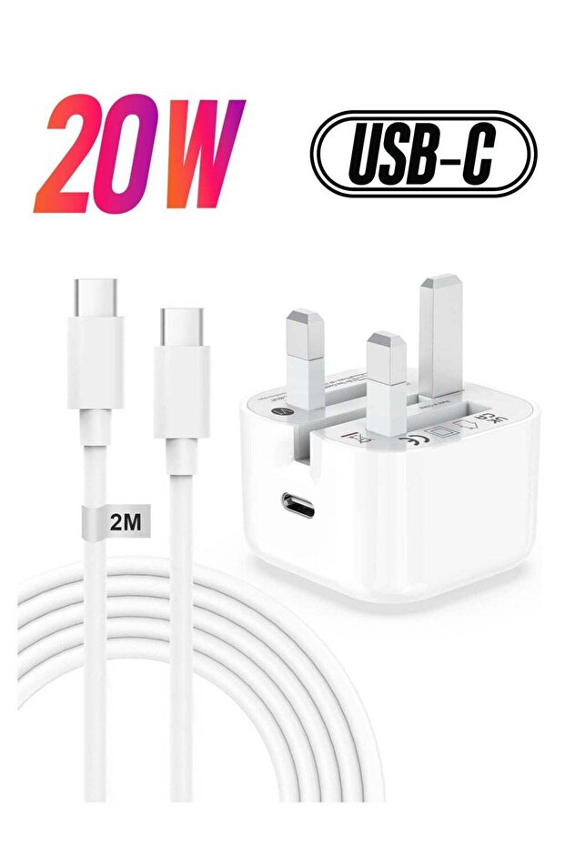 iPhone 15,15 Pro,15 Pro Max iPhone Plug and 2M Cable, 20W C-C Fast Charger Plug