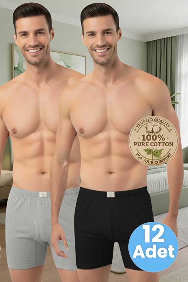 Men's 100% Cotton 12-Piece Single Jersey Fabric Combed Cotton Boxer Shorts