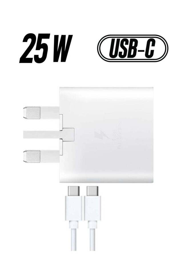 compatible Samsung UK Travel Adaptor, 25W with USB Type C Cable - White