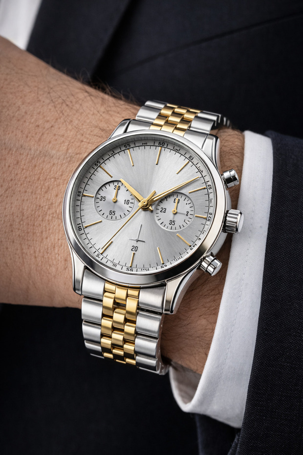 New Season Gift Silver Gold Color Classic Men's Wristwatch (Functions Are Decorative)