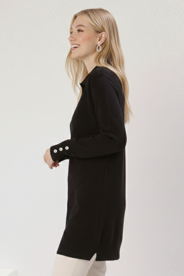 Patterned Hijab Tunic N3304 Black - 3