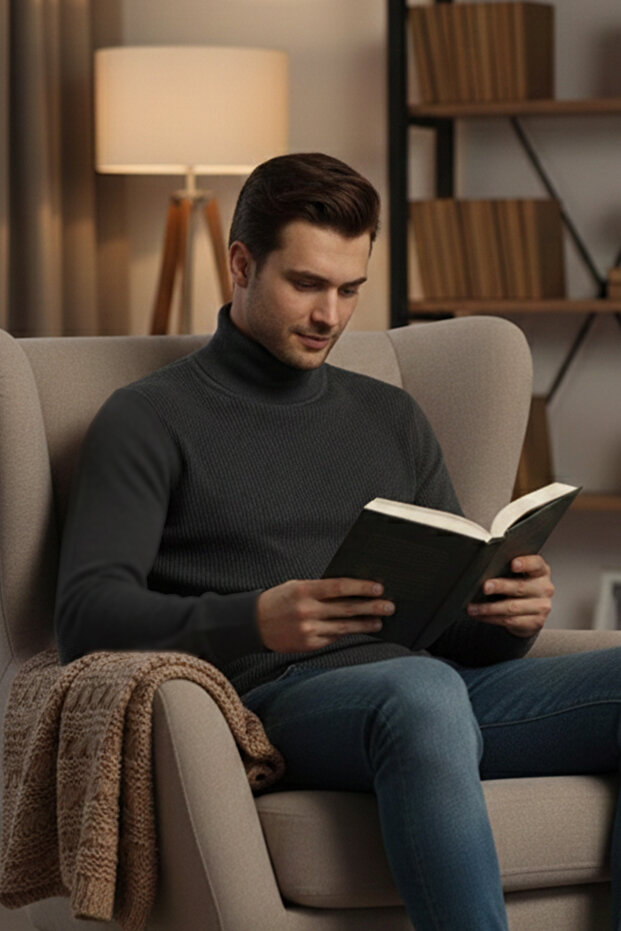 سترة رجالية كلاسيكية بياقة صياد منقوشة - 3