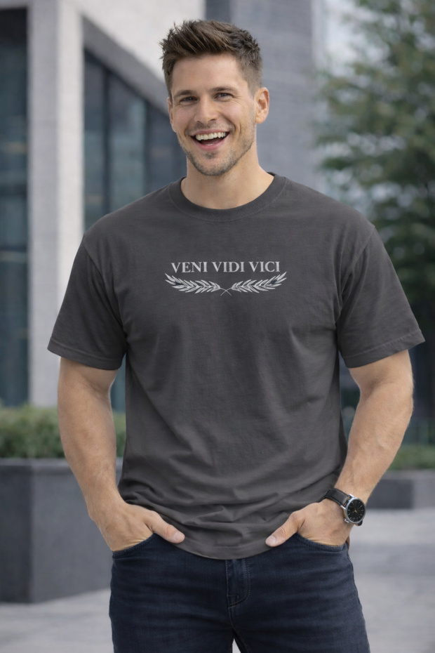 Veni Vidi Vici Printed Cotton Relaxed Fit Round Neck Unisex T-Shirt