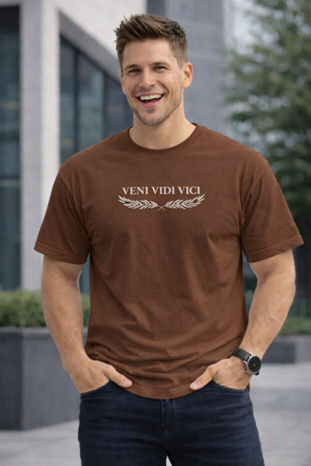 Veni Vidi Vici Printed Cotton Relaxed Fit Round Neck Unisex T-Shirt