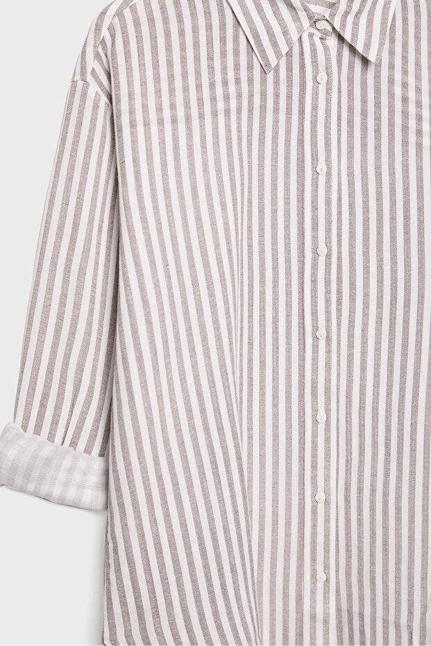 Keten görünümlü gömlek - 8