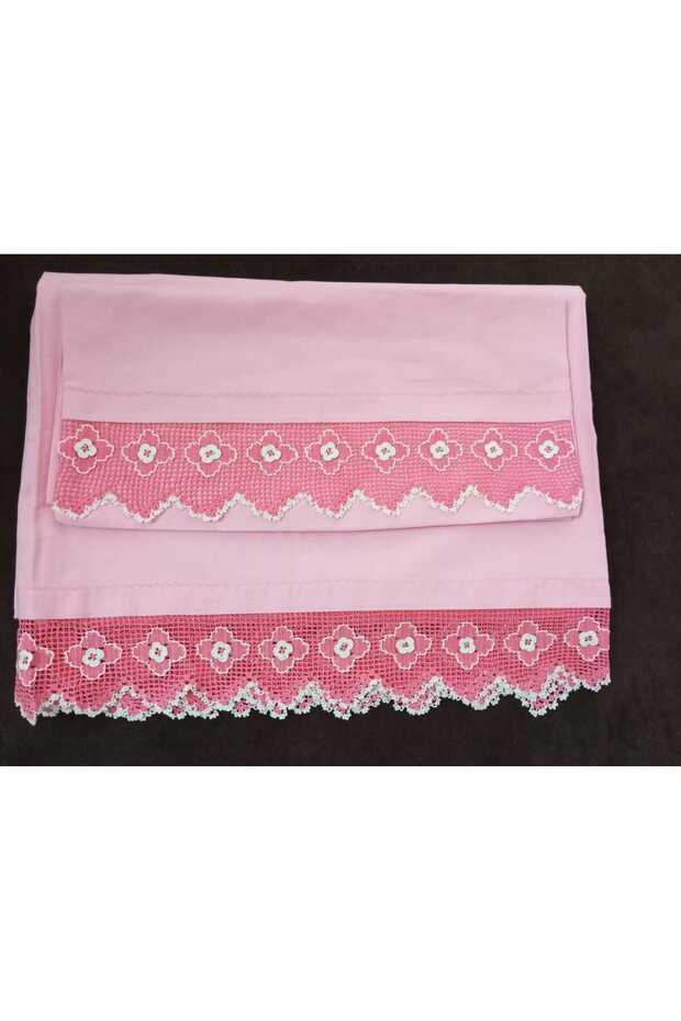 Handcrafted Lace Embroidered Single Bed Sheet and Pillowcase Set, Bridal Gift
