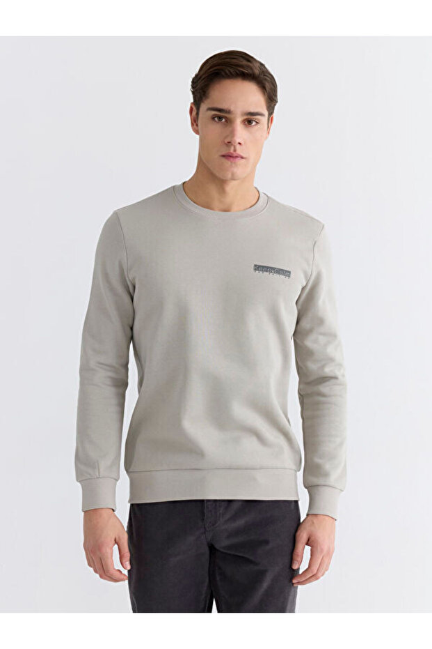 Rmz Gi̇yi̇m Farkiyla Zero Roba Collar Printed Men's Thick Sweatshirt