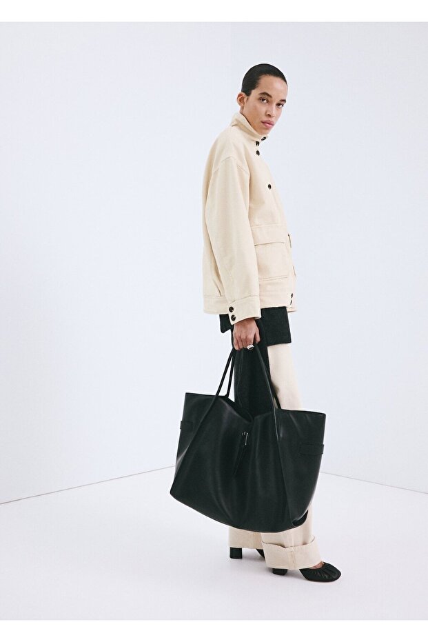 Yüksek yakalı denim parka - 2