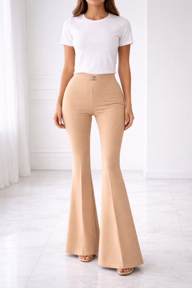Hayal 260-11-25 High Waist Flexible Fabric Slim Fit Women's Casual Shaping / Sculpting Flared Sports Pants