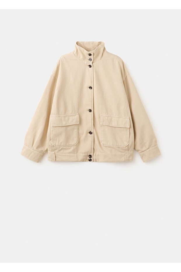 Yüksek yakalı denim parka - 3