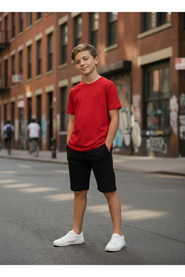 100% Cotton Oversize Fit T-Shirt with Black Shorts Included 100% Cotton