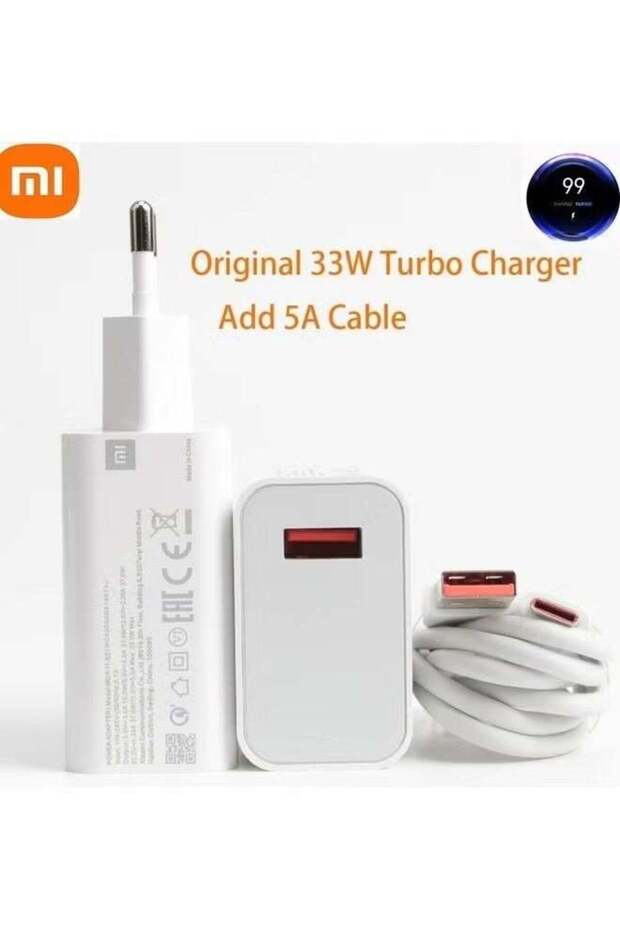 Mi 33W Super Fast Charger Turbo Adapter Type-C, White High-Speed Charging for Smartphones and Table