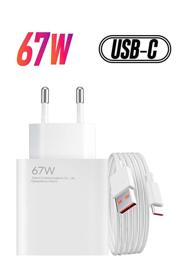 Original Xiaomi 67W USB Wall Charger – Fast Charging with USB to USB-C Cable Included, Compact & Re