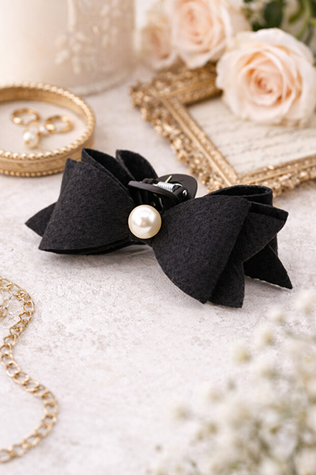 Women's Bowknot Pearl Felt Buckle