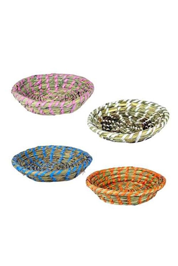 Handmade Colored Straw Serving Plates - 1