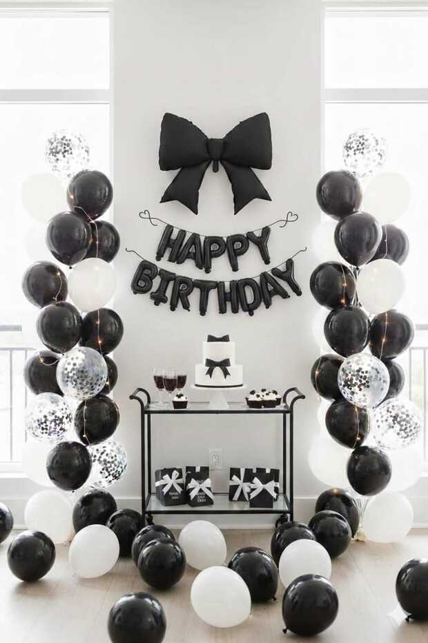 Black Bow Birthday Concept Party Balloon Set