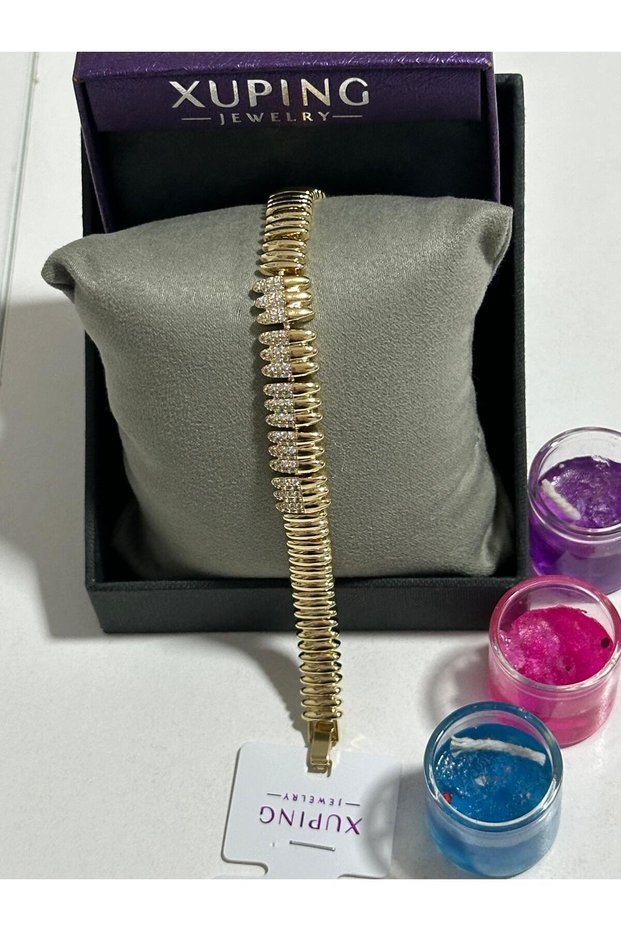 Stone-Studded Italian Model Steel Bracelet