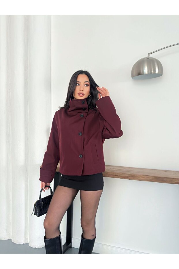 جاكيت ترنش بأزرار وياقة عالية - 2