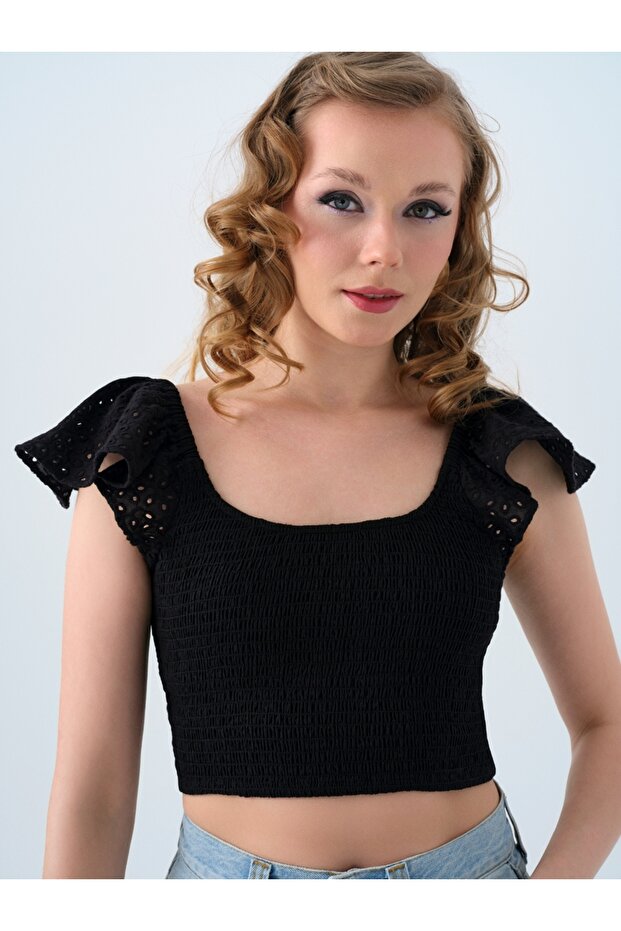 Crop Kadın Bluz K.kol - 3