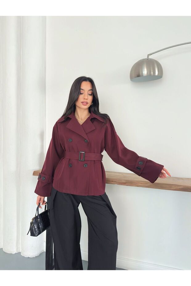 جاكيت ترنش بأزرار وحزام - 8