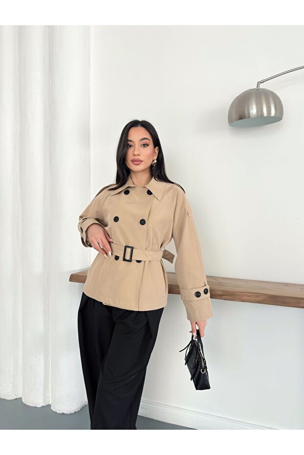 جاكيت ترنش بأزرار وحزام - 3