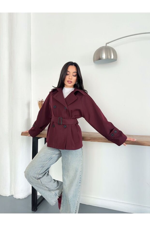 جاكيت ترنش بأزرار وحزام - 4