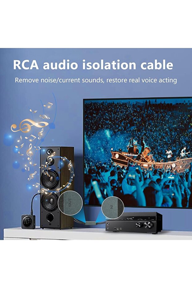 عازل ضوضاء الحلقة الأرضية من جويزز، فلتر عالي الجودة للحلقة الأرضية RCA، يزيل التداخل الكهربائي - 7