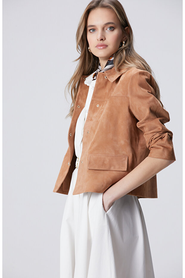 Tarçın Süet Deri Mont - 1