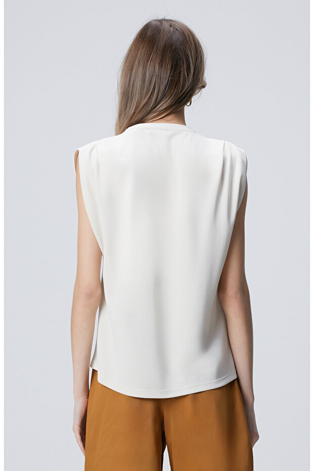 Bej Baskılı T-shirt - 5