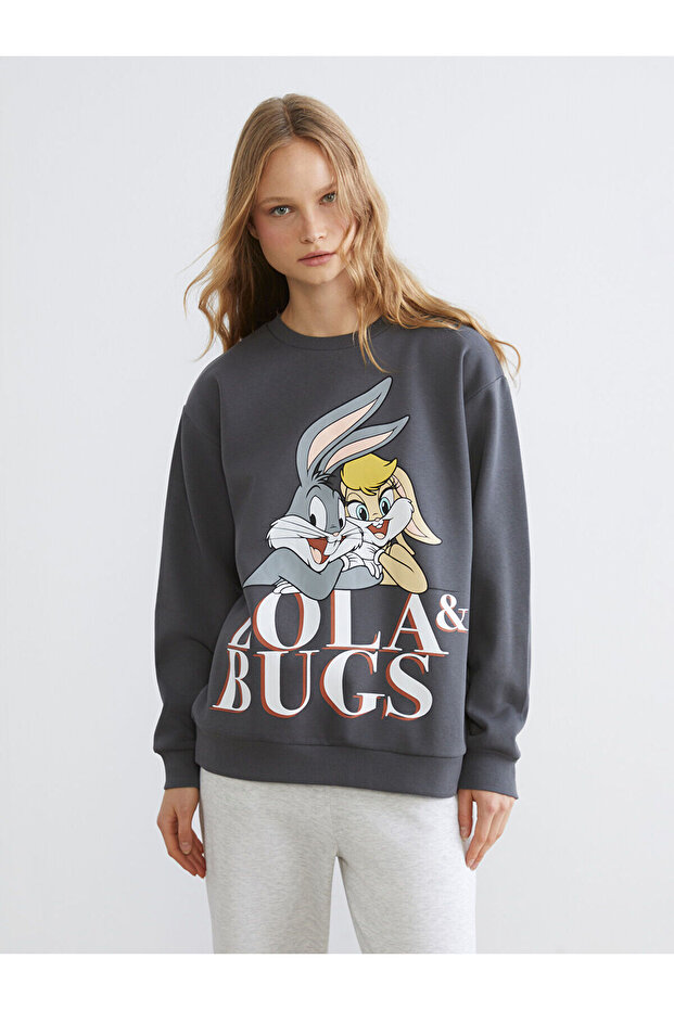 Bugs Bunny Printed Oversize Women's Thick Sweatshirt