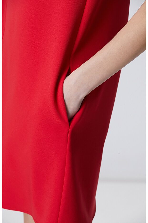 Kırmızı A Form Mini Elbise - 6