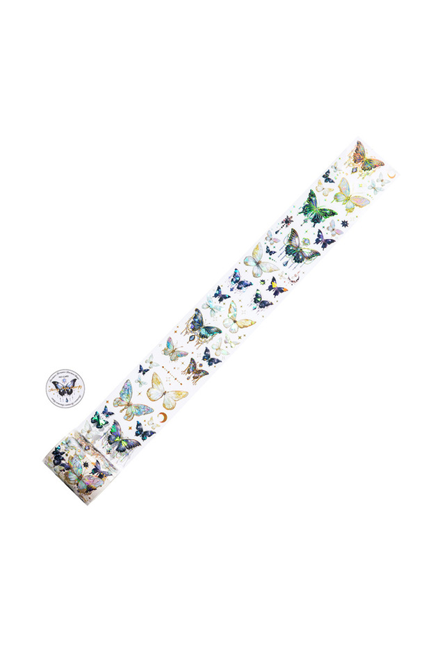 6 1roll 5cm*1m PET laser Butterfly tape Stickers Adhesive DIY Hand Account Diary Album Scrapbooking.