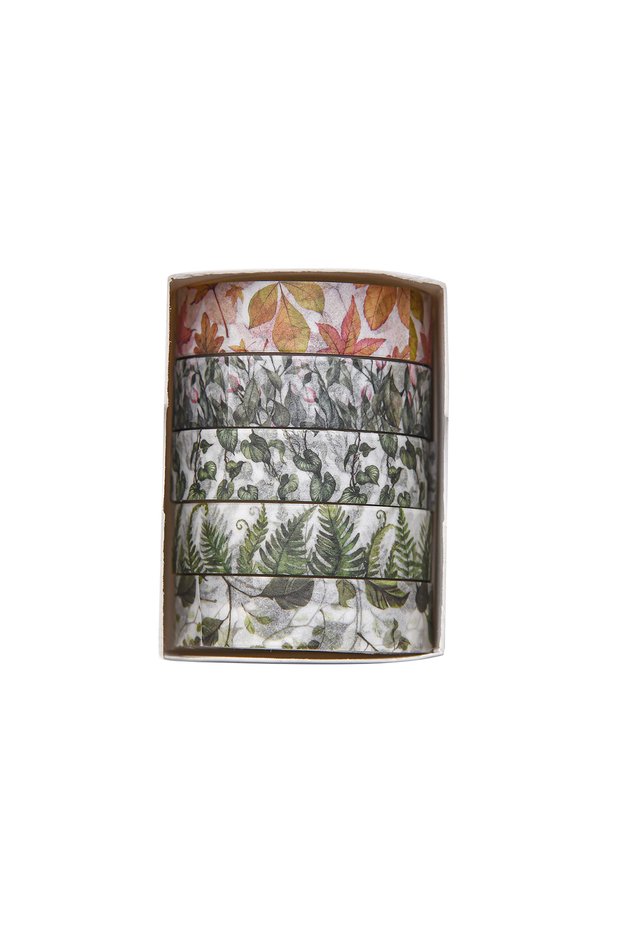 240501-7 5 Rolls/Box Forest Plant Print Washi Tape Handmade Diy Diary Photo Album Decoration Masking