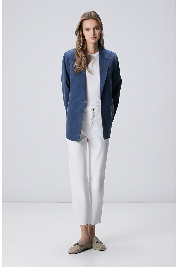 İndigo Yarım Astarlı Ceket - 3
