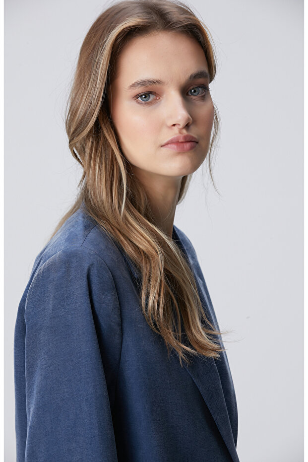 İndigo Yarım Astarlı Ceket - 2