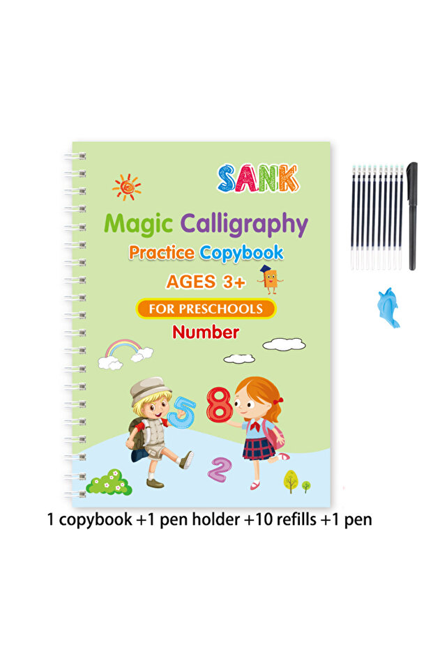 5 Sank Magic Practice Copybook Pen Preschools Kids Calligraphy English Verison Free Wiping Children.