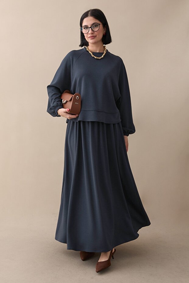 Basic Biyeli Etekli Takım Füme - 1