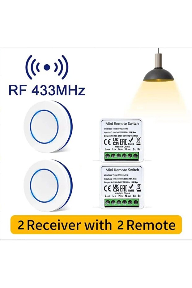 2x receiver 2xRC Szaoju 10A Relay Receiver RF Round Button Remote 433HMz Wireless Light Switch 110V