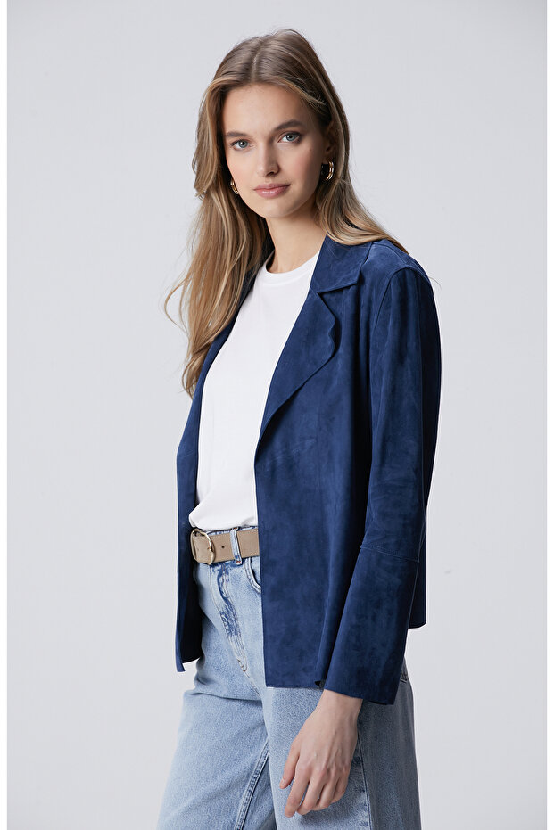 İndigo Deri Süet Ceket - 4