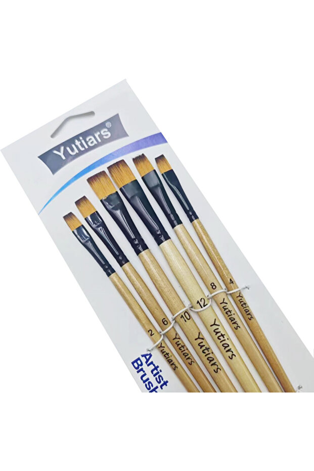 flat head Yutiars Professional Artist Paint Brush Set - 6 PCS, Nylon Bristles for Watercolor, Acryli