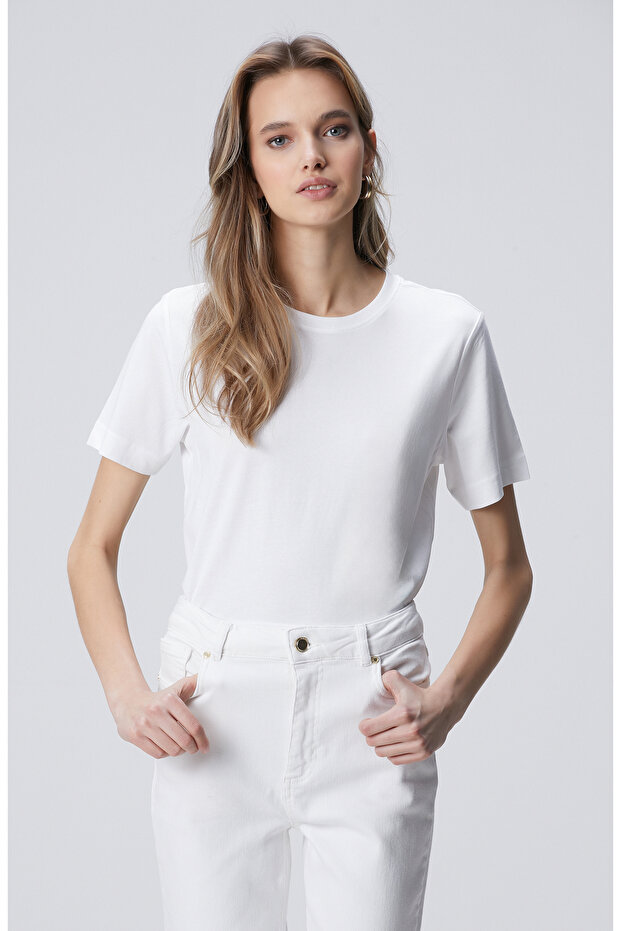 Beyaz Basic T-shirt - 1