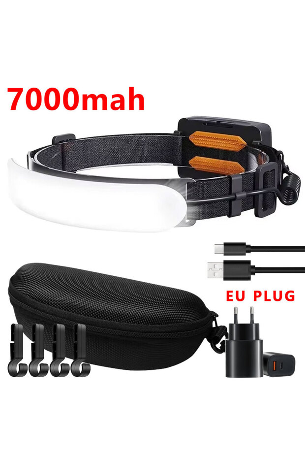 7500mAh package A 230° Wide Beam Headlamp 5000mah Headlight, 7500mAh Long Lasting Rechargeable Head