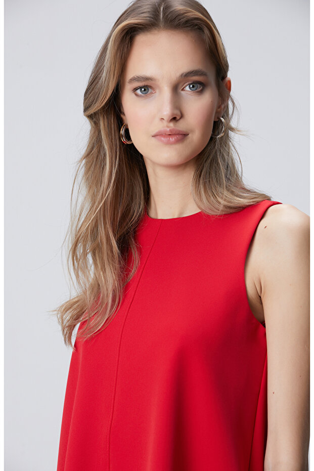 Kırmızı A Form Mini Elbise - 2